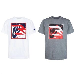 Set of 2 XL 13-15 Boys Nike 3BRAND Boxed Logo Tee Russell Wilson White T-Shirt